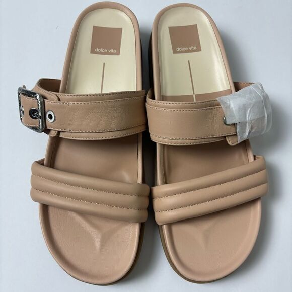 Dolce‎ Vita cream leather platform slide sandals size 8.5 - Picture 7 of 13